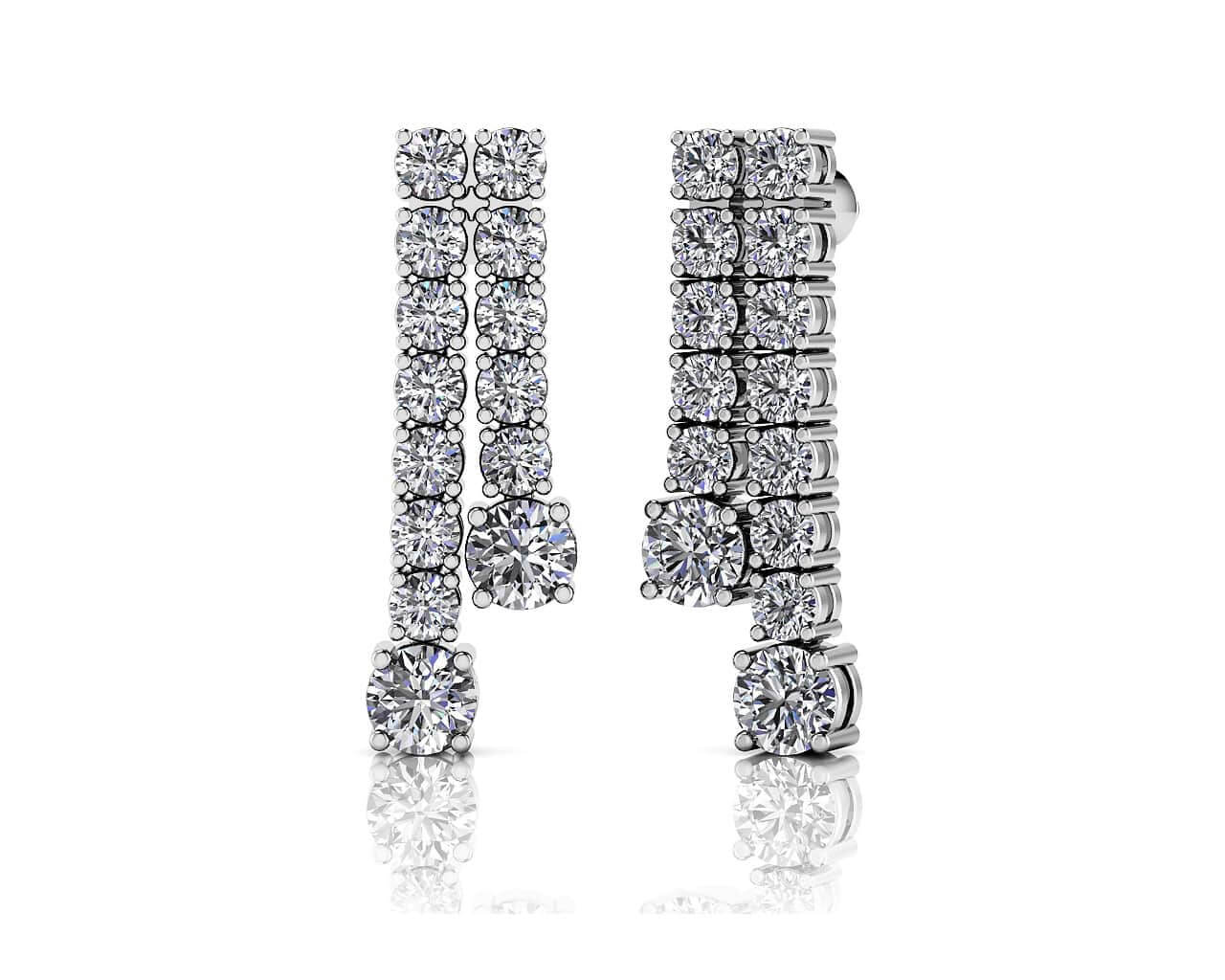 Double Strand Graduated Diamond Dangle Earrings Diamond with 1.63 ct.(finished) 2mm, 3.5mm